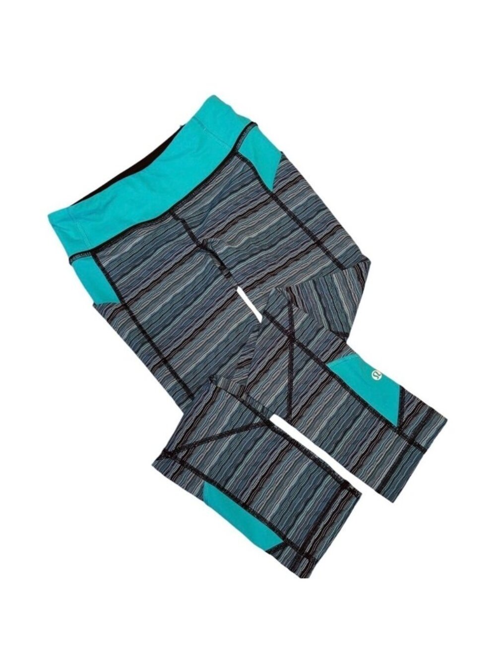 LULULEMON ATHLETICA Pace Rival Crop Dye Twist Naval Blue Peacock W6G65S Size 4